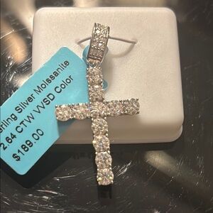 Sterling Silver Moissanite Cross Pendant